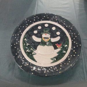 1997 Sande Elkins Enesco Snowman Plates - Set of 2